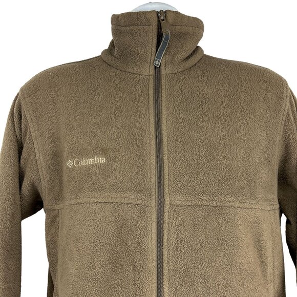 Columbia Mens Small Full Zip Fleece Jacket Brown Lightweight Soft Outdoorwear - Picture 2 of 6